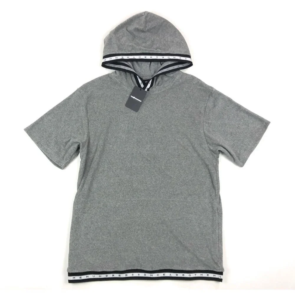 The Hundreds Marvin Mens Large Short Sleeve Hoodie Sweatshirt Gray Terry Cloth - Picture 1 of 12